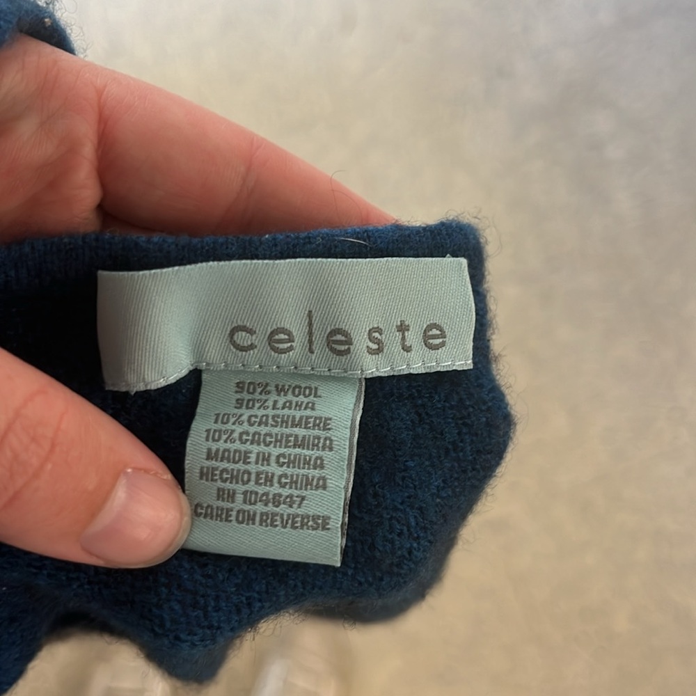 Celeste Color Block Wool Cashmere Blend Knit Poncho Size One Size - Picture 4 of 4